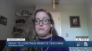 Jupiter teacher says she's losing remote work assignment