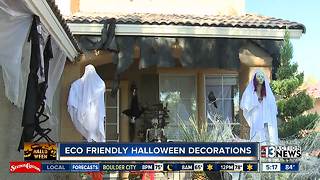 Halloween display in Summerlin features recycled materia