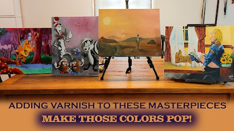 Rookie artist finally varnishes his paintings! Colors pop on Cara Dune, Rick and Morty, Dumb& Dumber