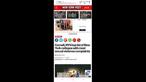New York Post article about sexual misconduct complaints at New York colleges.