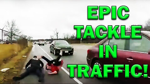 Epic Tackle In Traffic On Video! LEO Round Table S07E10e