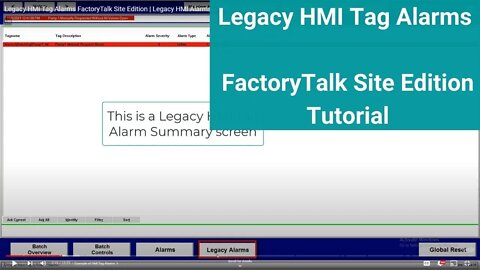 Legacy HMI Tag Alarms FactoryTalk Site Edition | Legacy HMI Alarms