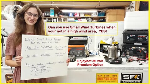 Using 36 volt, Enjoybot LiFePO4 Battery to get Small Wind Power, even in Low Wind areas, lesson 1