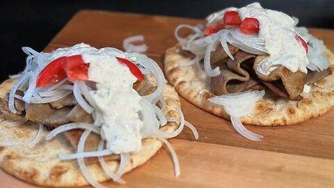 Greek Gyros on Pita w/ Homemade Tzatziki Sauce Recipe on the Blackstone Griddle | Blackstone Recipes