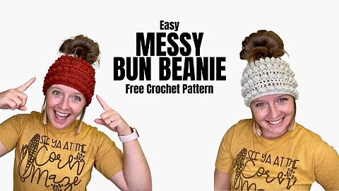 Easy Crochet Bun Beanie Tutorial- Bobble Stitch Messy Bun Beanie Pattern