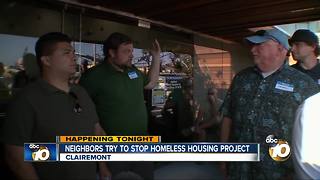 Neighbors try to stop homeless housing project