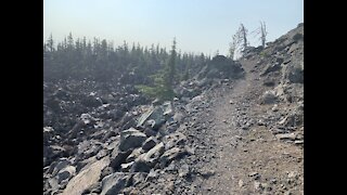 Central Oregon - Three Sisters Wilderness - Volcanic Landscape approach to Yapoah Crater