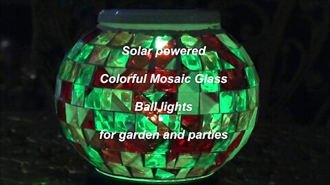 Solar powered Colorful Mosaic Glass Ball lights for garden and parties