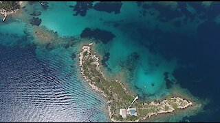 Drone footage captures exotic turquoise islands in Halkidiki, Greece