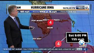 Category 5 Irma's winds remain at 185 mph