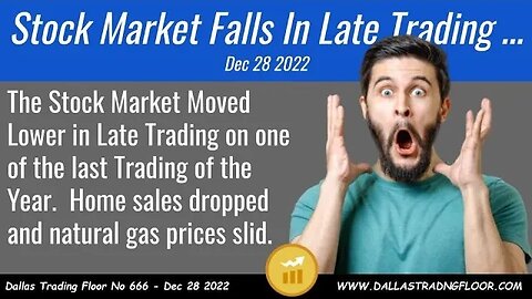 Stock Market Falls In Late Trading …