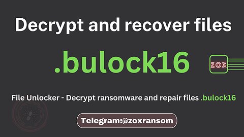 How to Decrypt Ransomware Files In Seconds! .bulock16