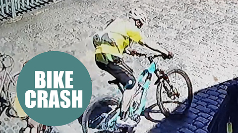 Shocking CCTV captures moment reckless cyclist mows down young girl before riding off