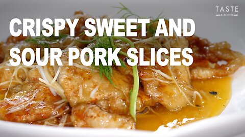 Crispy sweet and sour pork slices