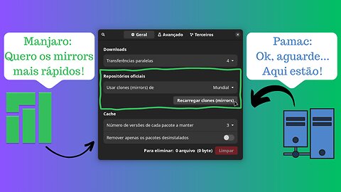Dica: Manjaro - escolher mirrors mais rápidos (modo gráfico - Pamac)