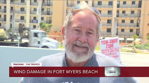 Wind damage on Fort Myers Beach after Idalia