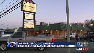 Arrivederci, Giovanni's! Owners selling property, but not the business