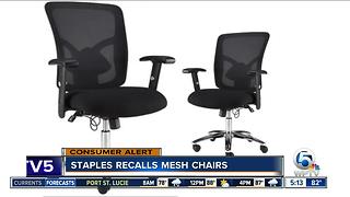Staples recalls mesh chairs