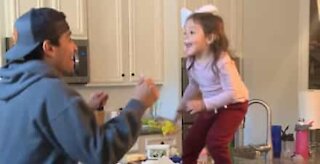 Who's the better dancer, daddy or his little girl?