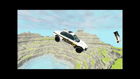 BeamNGdrive Leap Of Death Car Jumps & Falls Into Blue water Leap Of Death Car Jumps & Falls Into Pit