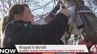 Park covered with winter items to help homeless