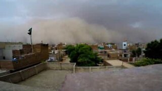 Impressionante! Nel mezzo di una tempesta di sabbia!