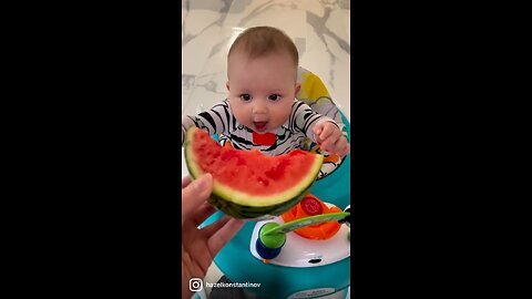 First time eating watermelon🍉