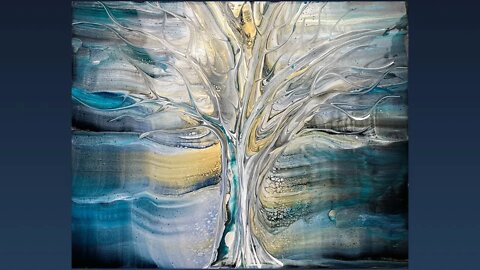 Tree in the Moonlight - Tree Swipe Technique: Amazing Acrylic Pouring Tree Swipe