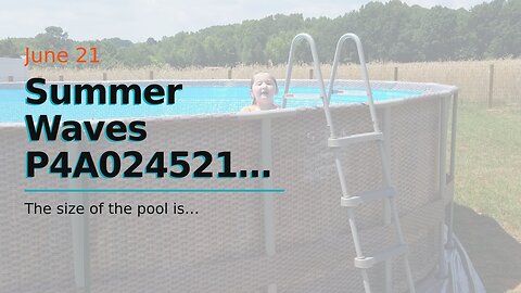 Summer Waves P4A024521 24ft x 52in Elite Round Above Ground Frame Outdoor Swimming Pool Set wS...