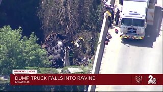 Dump truck falls into ravine in Annapolis