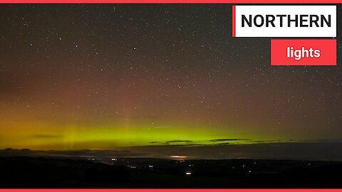 Incredible video shows the Northern Lights flickering in the night's sky above a British beauty spot