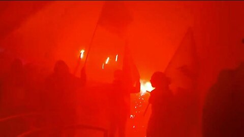 France: Protesters storm Paris stock exchange Euronext building with red flares - 20.04.2023