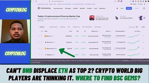 Can't BNB Displace ETH As Top 2? Crypto World Big Players Are Thinking It. Where To Find BSC Gems?
