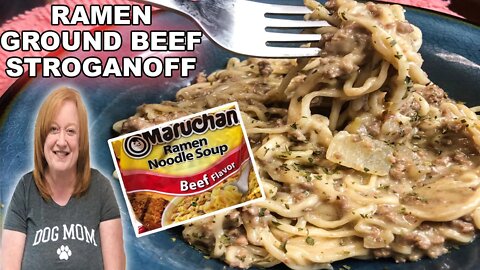 RAMEN GROUND BEEF STROGANOFF RECIPE | Fast & Easy One Pot Weeknight Meal