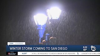 Winter storm arrives in San Diego