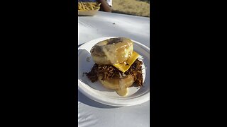 Kern County Fair Maple Donut Pulled Pork Cheese sandwich #foodie #foodporn #fairfood
