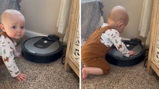 Baby Turns On Robot Vacuum, Immediately Regrets It