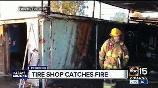 Firefighters contain fire at Phoenix tire shop