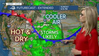 Cooling down for Sunday with storms