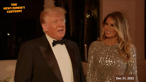 Trump stops briefly to speak with reporters while hosting a New Year's Eve party at Mar-a-Lago.