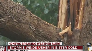 Storm's winds usher in bitter cold