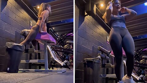 Caught on camera: Girl hilariously fell into a gym bin while exercising