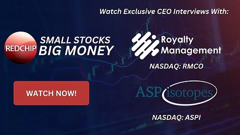 RedChip TV Highlights Royalty Management (NASDAQ: RMCO) and ASP Isotopes (NASDAQ: ASPI) This Week