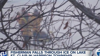 Fisherman falls through the ice on Lake St. Clair near Harrison Township