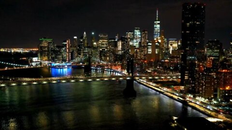 New York City Skyline at Night - NYC Screensaver Live - New York City Drone HD