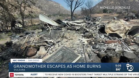 Dulzura grandmother escapes flames as home burns in Border 32 Fire