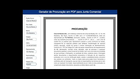 Gerando Procuração para Junta Comercial em PDF de um HTML (LINK NA DESCRIÇÃO)