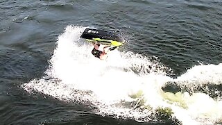 Jet skier performs amazing stunts on his machine