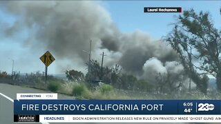 Fire destroys California port