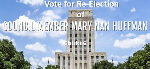 Mary Nan Huffman for re-election for City Council